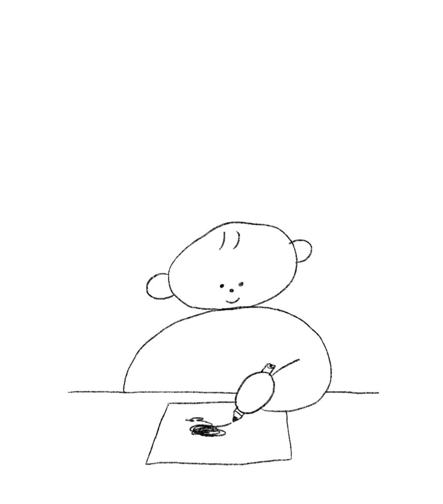 The student starts drawing with the pencil.